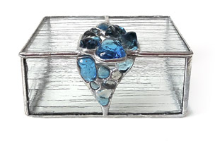 Šperkovnice s modrými kameny  (14x9x7 cm)