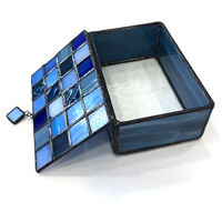 Šperkovnice šachovnice modrá  (13x9x5,5 cm)