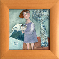 Kot na stee  (12x12 cm, 16,5x16,5 cm s rmem)