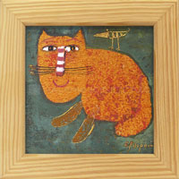 Oranžová kočka (10x10 cm, 14x14 cm s rámem)
