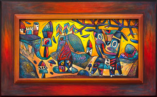 Romantick� krajina s jelenem (66x42 cm)