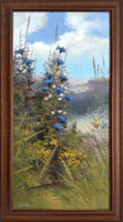 Chrpy v trv V (30x60 cm, 38x68 cm s rmem)