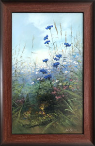 Chrpy v trv I (30x50 cm, 38x58 cm s rmem)