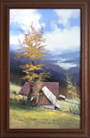 Rozhledy nad chalupou II (30x50 cm, 38x58 cm s rmem)