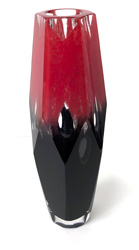 Váza černočervená (výška 32cm, průměr 11cm)