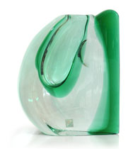 Váza klín zelená (výška 20 cm, šířka 18 cm cm