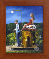 Domc parostroj na nonm vlet (19x24 cm, s rmem 25x30 cm)