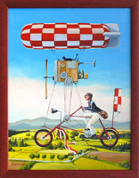 Gentleman na létajícím stroji (29x39 cm, s rámem 33x43 cm)