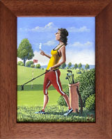 Schopná golfistka bez zjevného handicapu (14x19 cm, s rámem 20x25 cm)