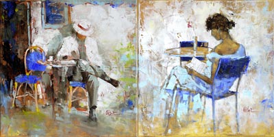 Au Cafe (30x30 cm - diptych)