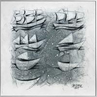 Stylizace jachty podle Picassa (49x49 cm, s rmem 50x50 cm)