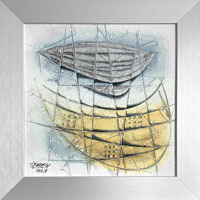 Zeppelin a Nike ostrov (20x20 cm, s rámem 25x25 cm)