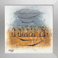 Zeppelin nad vnaskou ulikou (29x29 cm, s rmem 35x35 cm)